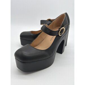 Chinese Laundry Womens Black Platform Mary Jane Heels With Buckle Strap Size 6M